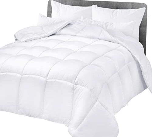 Oakias All Season Down Alternative Comforter Duvet Insert Twin White – 3D Filling 280 GSM Box Design Quilted Comforter with 8 Corner Side Duvet Loops – Ideal for Home and Hotels – Machine Washable