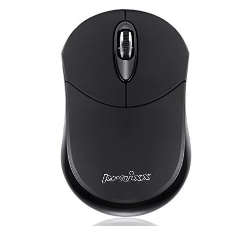 Perixx PERIMICE-802B Wireless Bluetooth Mouse - Portable Design for Windows, iOS, and Android Tablet - Black Rubber Black