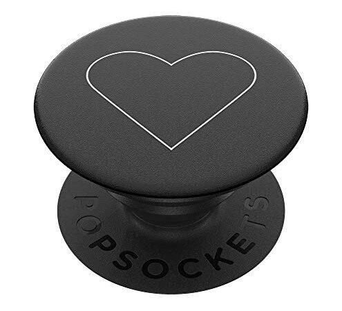 PopSockets: Phone Grip with Expanding Kickstand, Pop Socket for Phone - White Heart Black