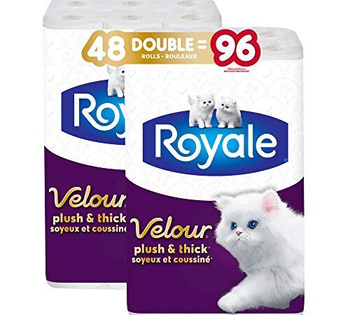 Royale Velour, Plush & Thick Toilet Paper, 48 Double Equal 96 Rolls, 142 Bathroom Tissues per roll