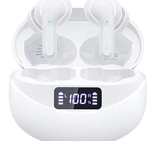 Wireless Earbuds Eumspo Bluetooth V5.1 Earbuds 35Hrs Playtime with LED Power Display Charging Case Built-in Microphones in-Ear Headphones Touch Control IPX7 Waterproof Earphones for Sports Running