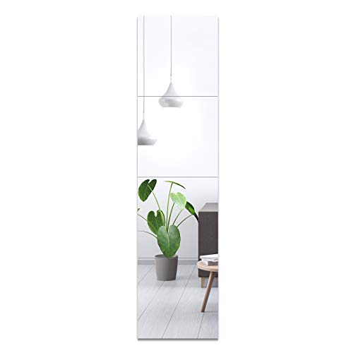 Evenlive Full Length Mirror Tiles Frameless Wall Mirror 12 Inch 4 Pieces 