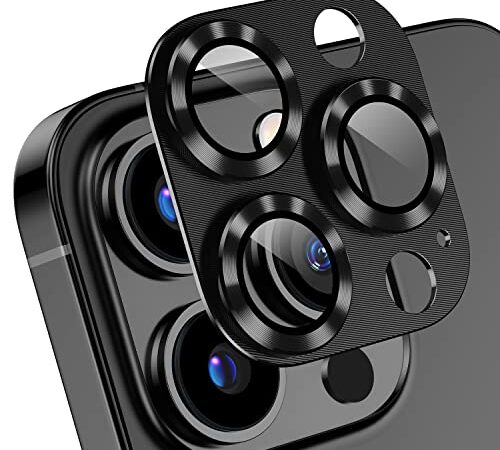 AFARER [2 Pack]Camera Lens Protector Compatible with iPhone 13 & iPhone 13 Mini Pro Max 6.7",3D Aluminum Metal Lens Film,9H Hardness Tempered Glass Camera Screen Cover,Strong Friendly/Shatterproof/with Cleaning Kit -Black