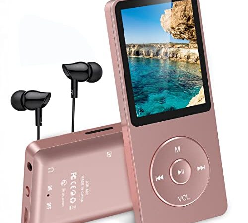AGPtEK A02 8GB MP3 Player, Supports up to 32GB, Rose-Gold