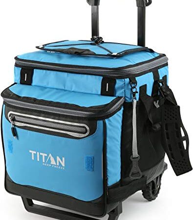 Arctic Zone Titan Deep Freeze Wheeled Cooler - 60 Can Rolling Cooler - Process Blue - Cooler with Deep Freeze Insulation and Detachable All-Terrain Cart with Wheels