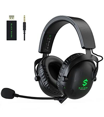 Black Shark 2.4Ghz Wireless Gaming Headset for PC PS4 PS5 Laptops,Over-Ear Bluetooth 5.2 Gaming Headphones with Detachable Ultra-Clear Microphone,60 Hours Playtime, 3.5mm Wired Mode for Xbox Series
