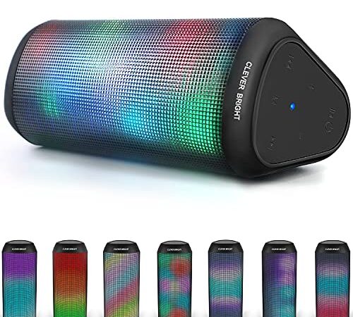 Bluetooth Speakers Portable Wireless 7 LED Lights Modes Bluetooth Speaker 5.0 with True Wireless Stereo Pairing Built-in Mic,AUX,HandsFree for iPhone, Samsung TV Computer etc