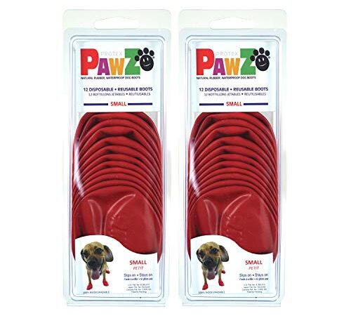 Dog Boots Disposable, Reusable, Waterproof Pawz Set of 12 Color:Red Size:Small Pack of 2