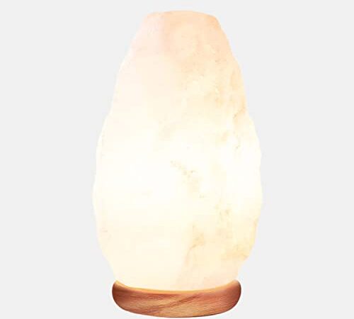 Himalayan Glow White Salt Crystal Lamp,Natural Salt Night Light,Hand Crafted Salt Lamp with Neem Wooden Base,Salt Lamp Bulb,(ETL Certified) Dimmer Switch | 5-7 LBS | White Salt lamp | 7.5