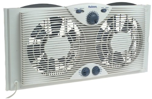 Holmes Dual 8" Blade Twin Window Fan with Manual Controls, 3 Speed Settings, White