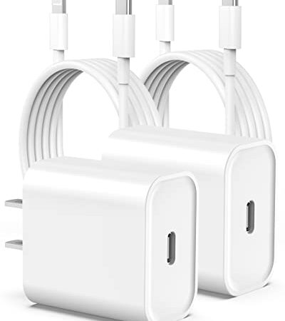 iPhone 14 13 12 11 Fast Charger [MFi Certified],2Pack 20W PD 3.0 USB C Charger Block with 6FT USB C to Lightning Cable,Compatible iPhone 14/13/12/11 Pro/Max/XR/XS/Plus/iPad