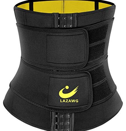 LAZAWG Women Neoprene Waist Trainer Sweat Belt Waist Trimmer for Weight Loss Sauna Waist Cincher Girdle Black