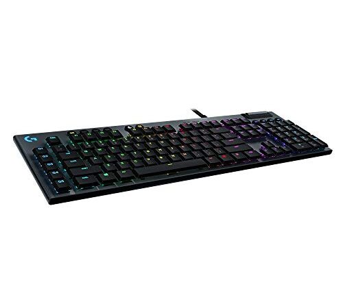 Logitech G815 LIGHTSYNC RGB Mechanical Gaming Keyboard with Low Profile GL Tactile key switch, 5 programmable G-keys,USB Passthrough, dedicated media control - Clicky