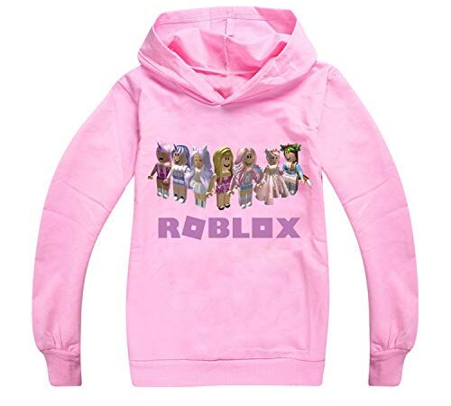 LQBNZQZ Robloxs Hoodies for Girls Boys Fashion Sport Sweatshirt Kid Long Sleeve Shirts Pullover Novelty Cute Tracksuit (Pink, 9-10 Years)