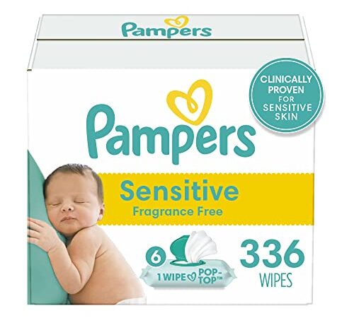 Pampers Baby Wipes, Sensitive Wipes, 6X Pop-Top, Hypoallergenic and Dermatologist-Tested, Fragrance Free, 336 Count (Packaging May Vary)