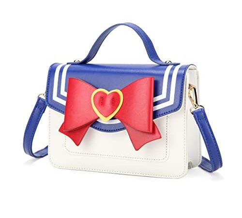 Sailor Moon Inspired Anime Purse Cosplay Top-Handle Handbag Small Shoulder Crossbody Messenger Bag for Women Girls (Blue), Blue, Small