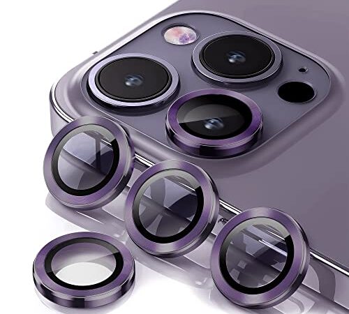 Smasener for iPhone 14 Pro - iPhone 14 Pro Max Camera Lens Protector, 9H Tempered Glass Camera Cover Screen Protector Metal Individual Ring for iPhone 14Pro 6.1 inch iPhone 14 ProMax 6.7 inch… (Purple)