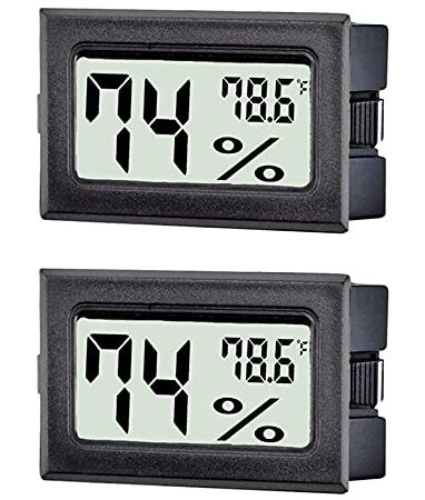 TASOGEN 2 Pack Mini Digital Hygrometer Thermometer ,Indoor Temperature and Humidity Gauge Meter Monitor Fahrenheit (℉) for Humidor,Greenhouse,Reptile Tank,Home,Jars