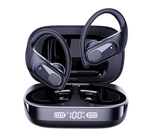 Wireless Earbuds 70Hrs Playtime Bluetooth 5.3 Earphones with Mic Wireless Charging Case LED Display Headphones IPX7 Waterproof Over Ear Earhooks Headset Sport Ear Buds Wireless Bluetooth Earbuds