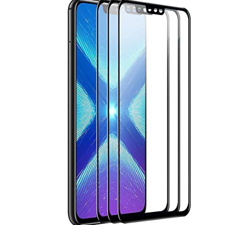 XINXUSONG Honor 8X Screen Protector, [3 Packs] [ HD Anti-Bubble ] [ Easy Installation ] [ Full Coverage ] [ Anti-Scratch ] Tempered Glass Screen Protector Compatible with Huawei Honor 8X 6.5-inch