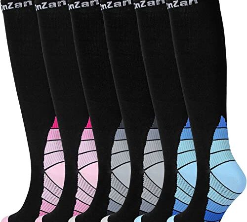 3 Pair Sport Compression Socks 20-30mmhg for Men Women Yoga Gym Running Nurses Travel Flight, Athletic Compression Stockings (S/M)