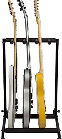 3-Space Foldable Universal Multi Guitar Stand - Guitar Stand Portable Collapsible Instrument Floor Guitar Rack Holder Foam Padding - For Acoustic, Electric, Bass Guitar & Guitar Bag/Case - (3 Guitar)