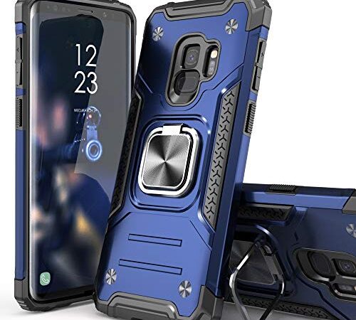 Galaxy S9 Case for Men Women, IDYStar Hybrid Drop Test Cover with Car Mount Kickstand Slim Fit Protective Phone Case for Samsung Galaxy S9, Blue