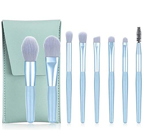 Makeup Brushes Set 8 Pcs Makeup Kit For Foundation Blending Face Powder Blush Concealers Eye Shadow Brush Kit With Soft Synthetic Hairs & Real Wood Handle (blue-a)