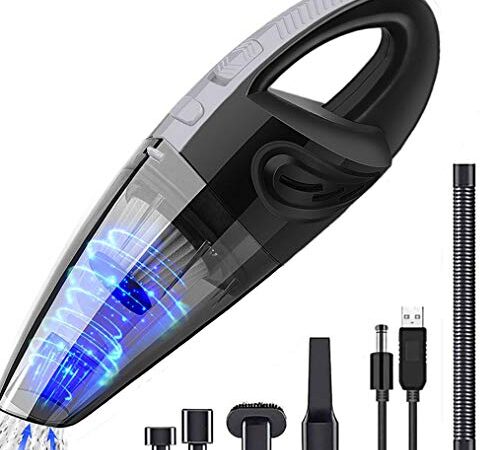 MK.Dull Handheld Vacuum Cleaner, Cordless Rechargeable Lightweight Portable Mini Hand Vac with Powerful Cyclonic Suction for Wet Dry Car Pet Hair Home Use (Black)