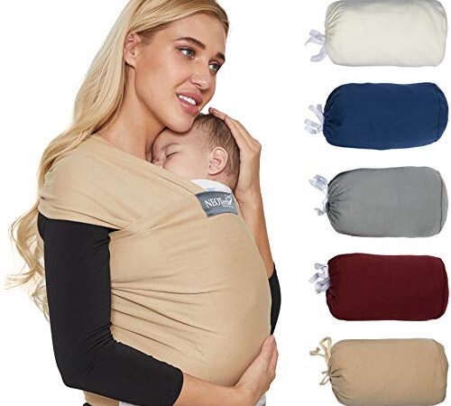 Neotech Care Baby Wrap Carrier - Cotton - Breathable & Adjustable - For Infant, Newborn, Child, Toddler (Light Brown)