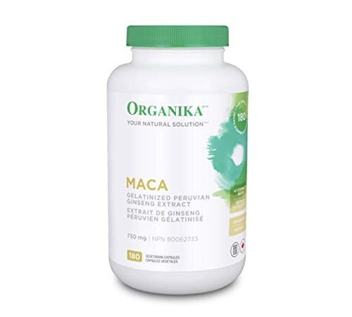 Organika Maca 4:1 Strength 180 Vcaps- 3000mg. High Bioavialability, Hormone Balance, Adaptogen to Help with Stress and Energy