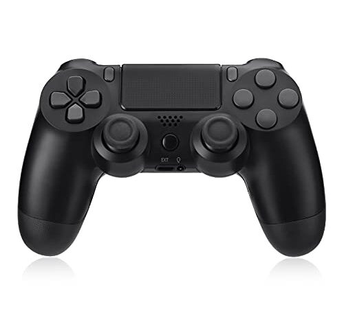 PS4 Controller Wireless Gamepad for PS4, PS4 Pro, Windows, and PC (Black) with Audio, Double Shock, High-Precision D-pad, and 360° Flexible Joystick Function