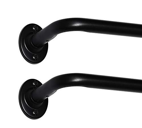 Room Darkening Wrap Curtain Rods Black - 2 Pack - Wrap Around Design, Ideal for Blackout Curtains, Adjustable Length, 5/8 Inch Diameter, Black