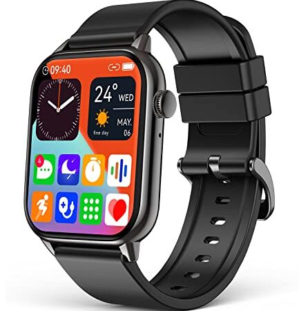 Smart Watch with Bluetooth Call, 1.68" HD Touch Screen Activity Fitness Tracker with Blood Pressure Blood Oxygen Heart Rate Sleep Monitor Pedometer, IP67 Waterproof Smart Watch for Android iPhone