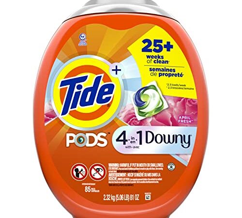 Tide PODS with Downy, Liquid Laundry Detergent Pacs, April Fresh, 85 count